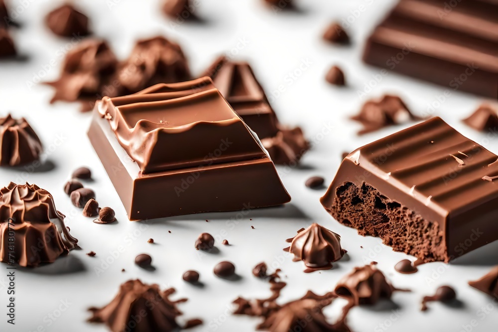 piece of chocolate on white background piece of chocolate on white background