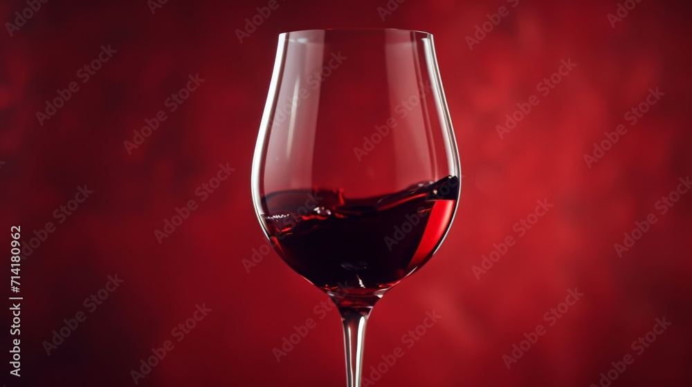 Red Wine in Glass With Red Background