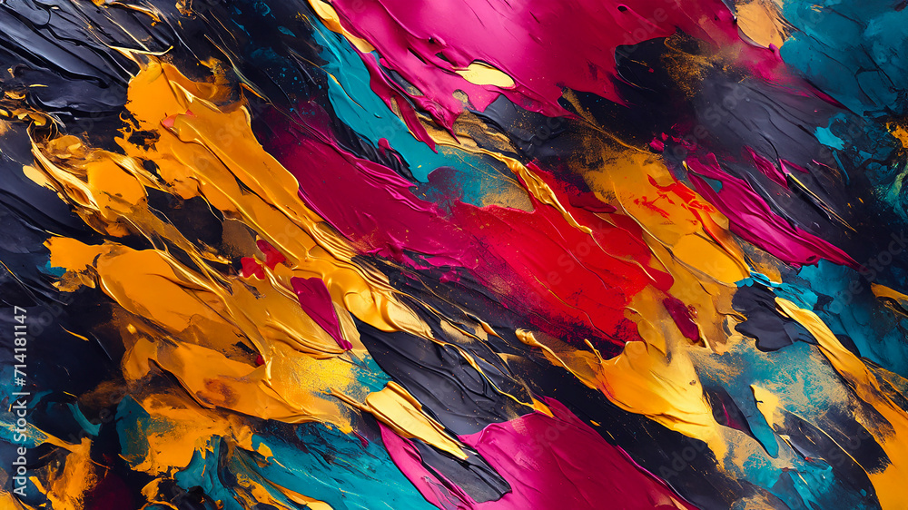 Vibrant Velocity: Dynamic Abstract with Bold Color Strokes, AI Generative Art