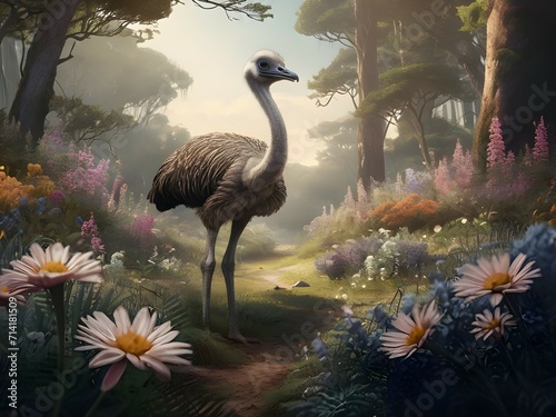 ostrich in garden 