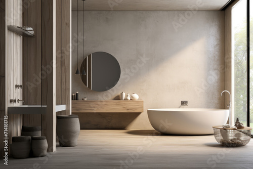 Light  color  spacious minimal design luxury decor bathroom interior