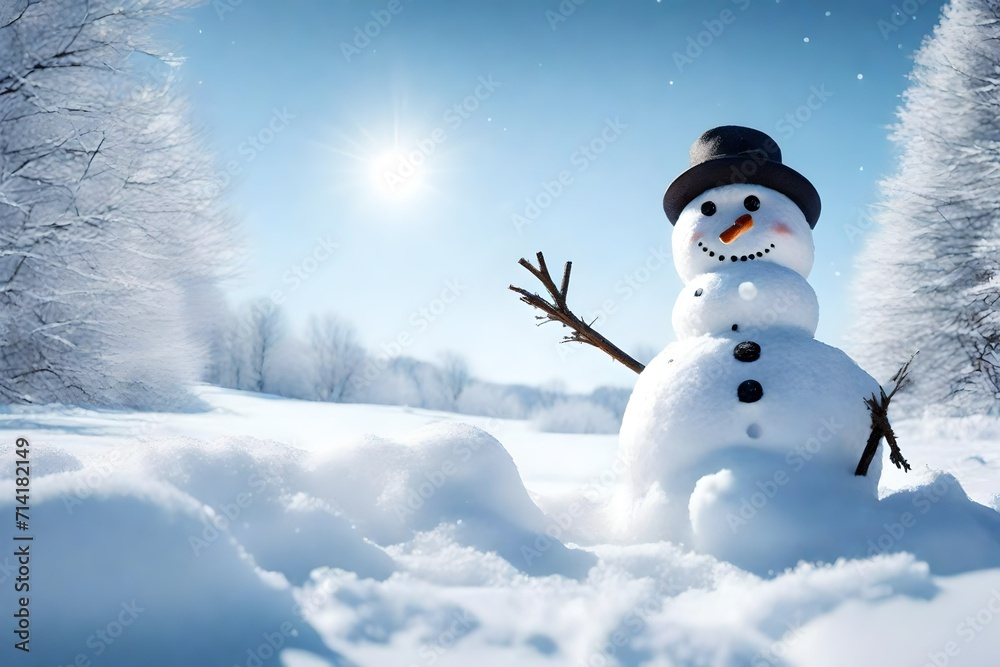 snowman winter snow christmas holiday cold - obrazy, fototapety, plakaty 