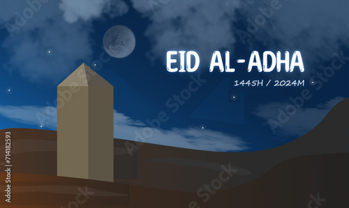 Wallpaper Mural Eid al adha. template design with sky, moon and desert views, vector design of Ramadan greeting banner design, muslim, with light gradient. Torontodigital.ca