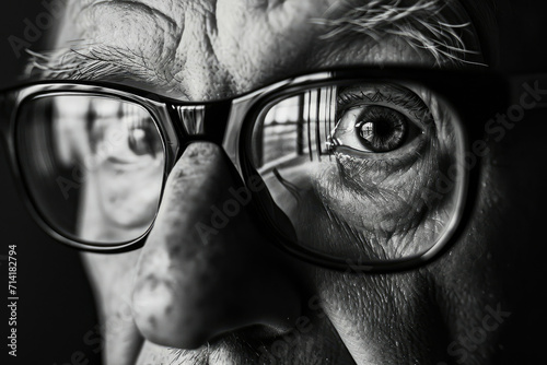 Close-Up Portrait of a Person Wearing Glasses photo