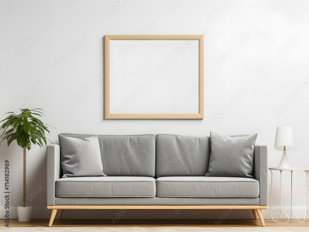 Fototapeta premium 3D Gallery Frames Mockup with Sofa