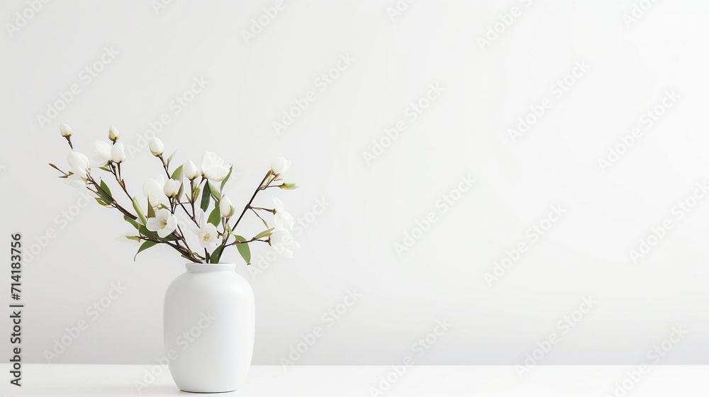 White Vase With White Flowers on Table White Vase With White Flowers on Table