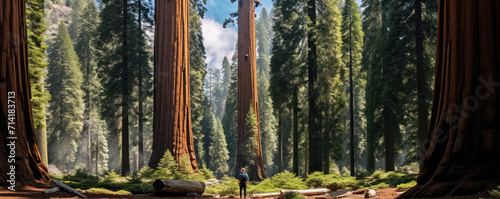 Giant sequoia majestic trees  copy space for text