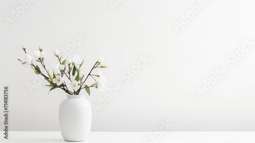 Wallpaper Mural White Vase With White Flowers on Table Torontodigital.ca