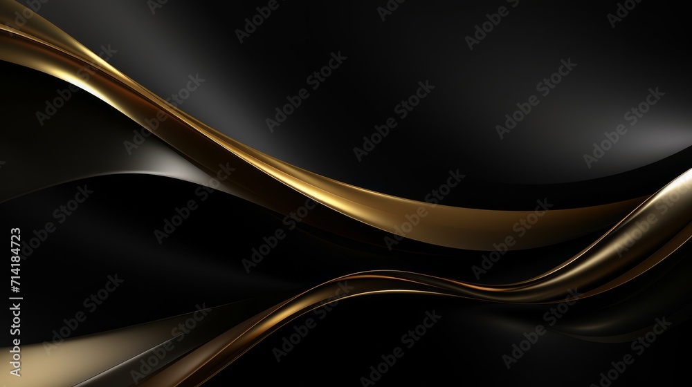Abstract background with golden waves on black. Neural network AI generated art Abstract background with golden waves on black. Neural network AI generated art