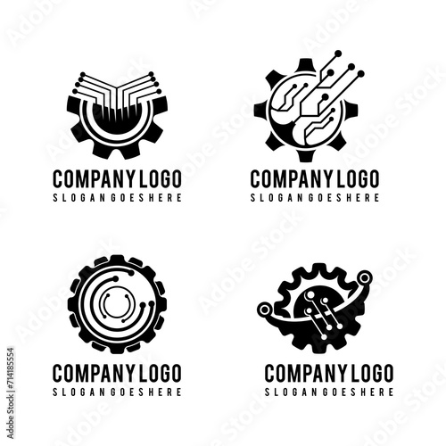 set of logo gear technology vector icon	