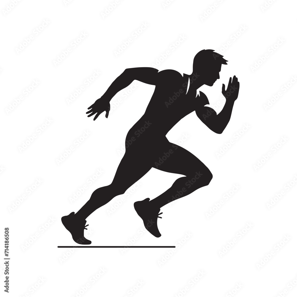 Triumph Trails: Sportsman Silhouette Series Leaving Trails of Triumph and Victory in Athletic Competitions - Sportsman Illustration - Athlete Vector
