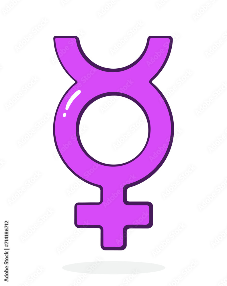 Non Binary Gender Symbol. Part of LGBT community. Vector illustration. Hand drawn cartoon clip art with outline. Isolated on white background Non Binary Gender Symbol. Part of LGBT community. Vector illustration. Hand drawn cartoon clip art with outline. Isolated on white background