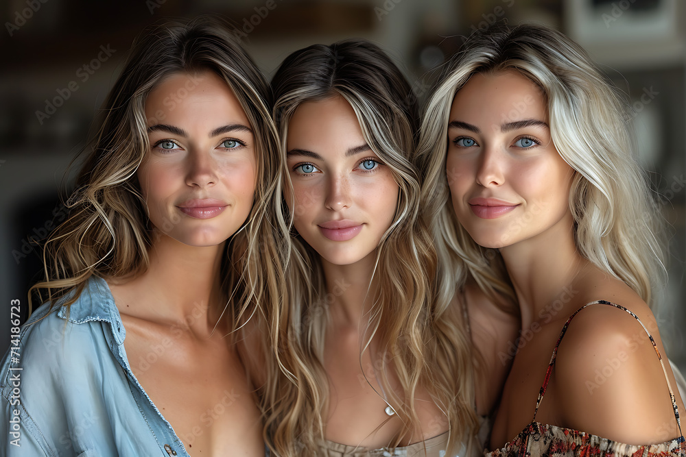 three generation of positive women smiling while looking at camera three generation of positive women smiling while looking at camera
