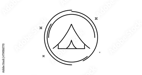 camping tent animated outline icon. camping tent rotation appearance 4k video animation for web, mobile and ui design photo