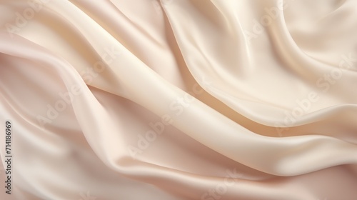 Luxurious Beige Silk Satin Draped Fabric Background AI Generated