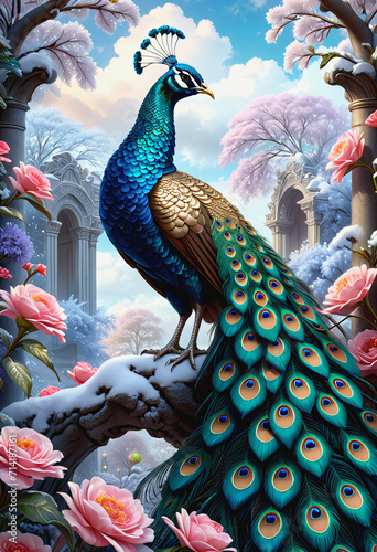 peacock in forest
