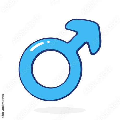 Male Gender Symbol. Man icon. Vector illustration. Hand drawn cartoon clip art with outline. Isolated on white background