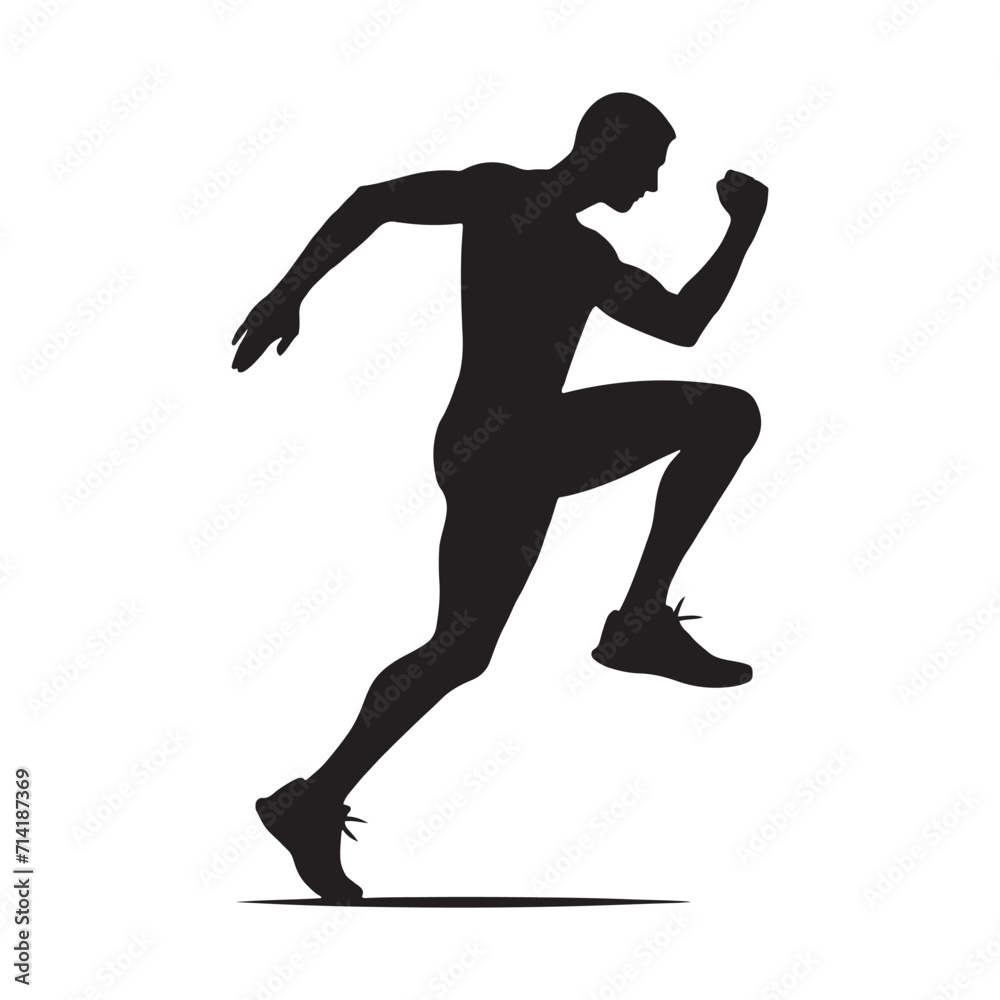 Kinetic Mastery: Sportsman Silhouette Series Mastering the Kinetic Energy of Athletic Performance - Sportsman Illustration - Athlete Vector
