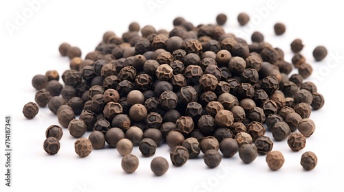 Closeup of Black Whole Pepper Peas on White Background AI Generated