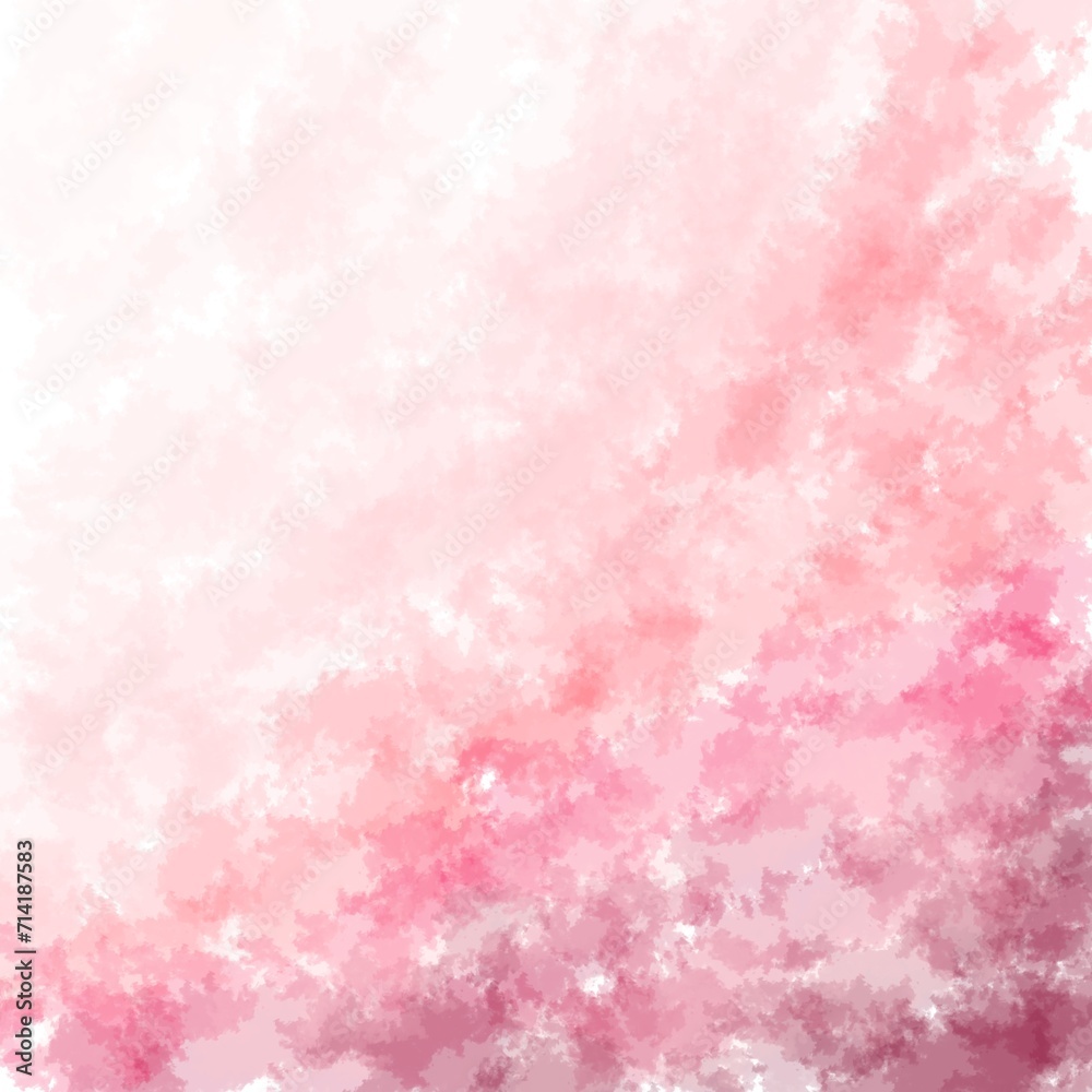 Abstract hand paint square stain backdrop. Red pink gradient watercolor brush strokes. 