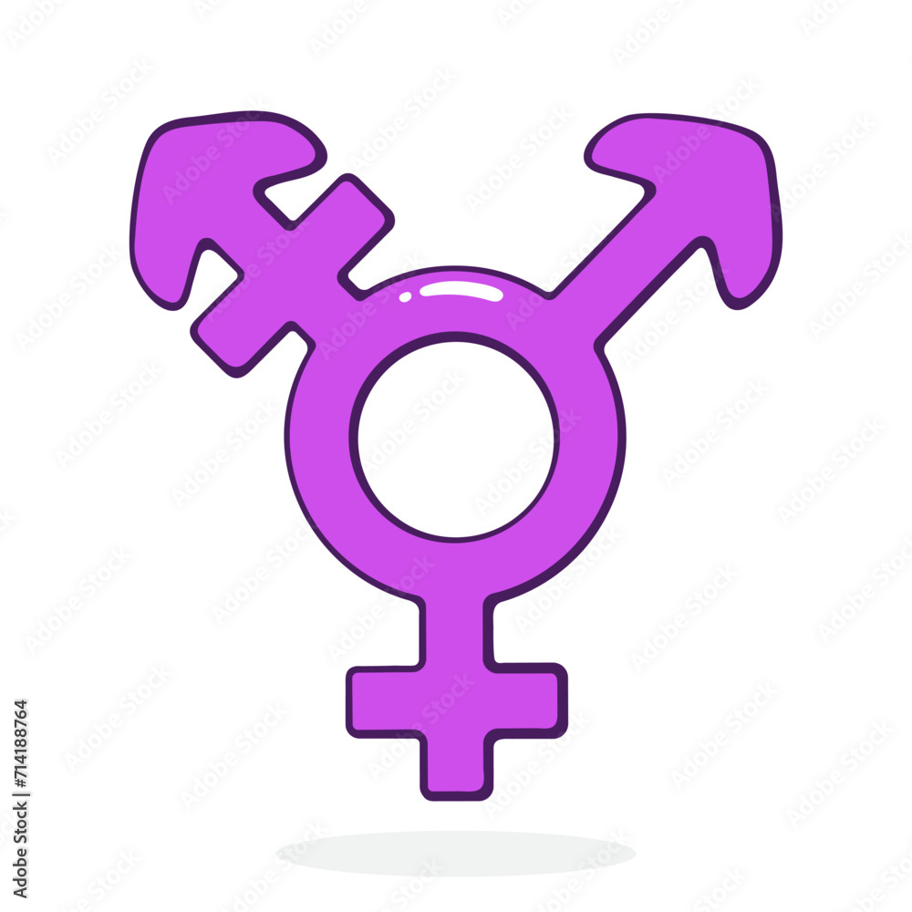 Transgender Gender Symbol. Part of LGBT community. Vector illustration. Hand drawn cartoon clip art with outline. Isolated on white background Transgender Gender Symbol. Part of LGBT community. Vector illustration. Hand drawn cartoon clip art with outline. Isolated on white background