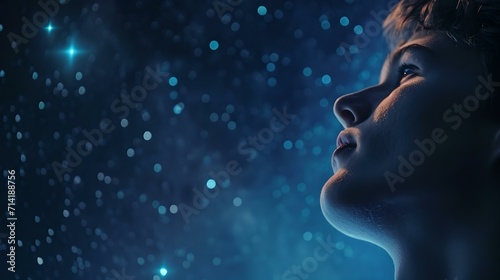 Contemplative individual gazing at a starry sky - a moment of introspection