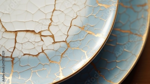 Kintsugi and Wabi Sabi: Embracing Imperfection in a Ceramic Plate AI Generated photo
