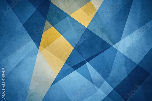 Dynamic Color Harmony: Abstract Blue and Yellow Background with Layered Triangles and Rectangles, Crafting a Contemporary Modern Art Website Banner