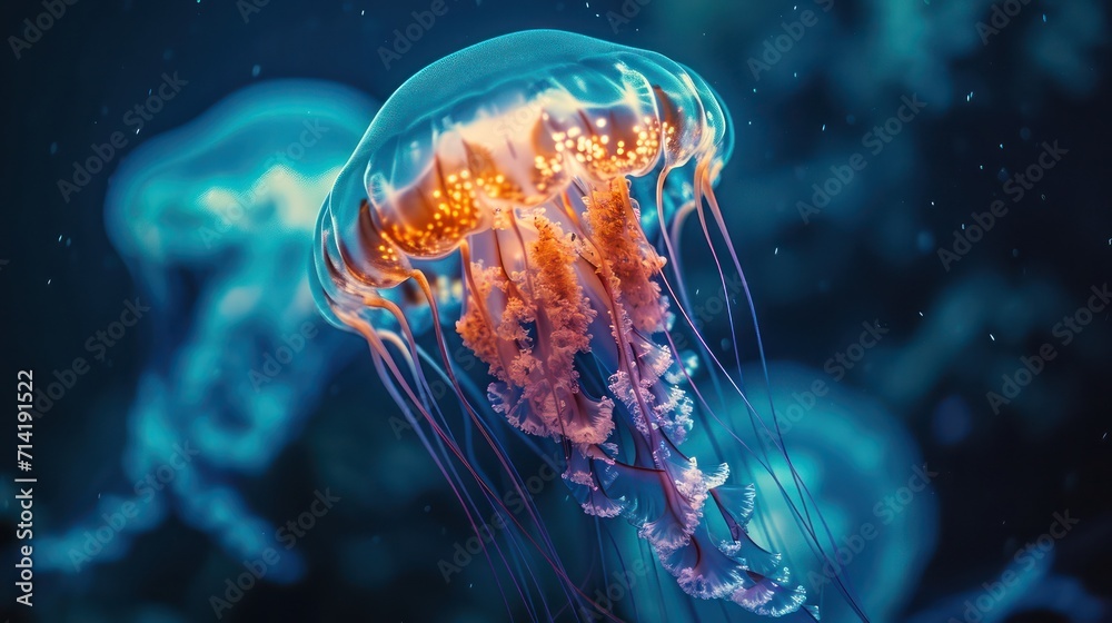 Fototapeta premium Ethereal macro shot of jellyfish bell