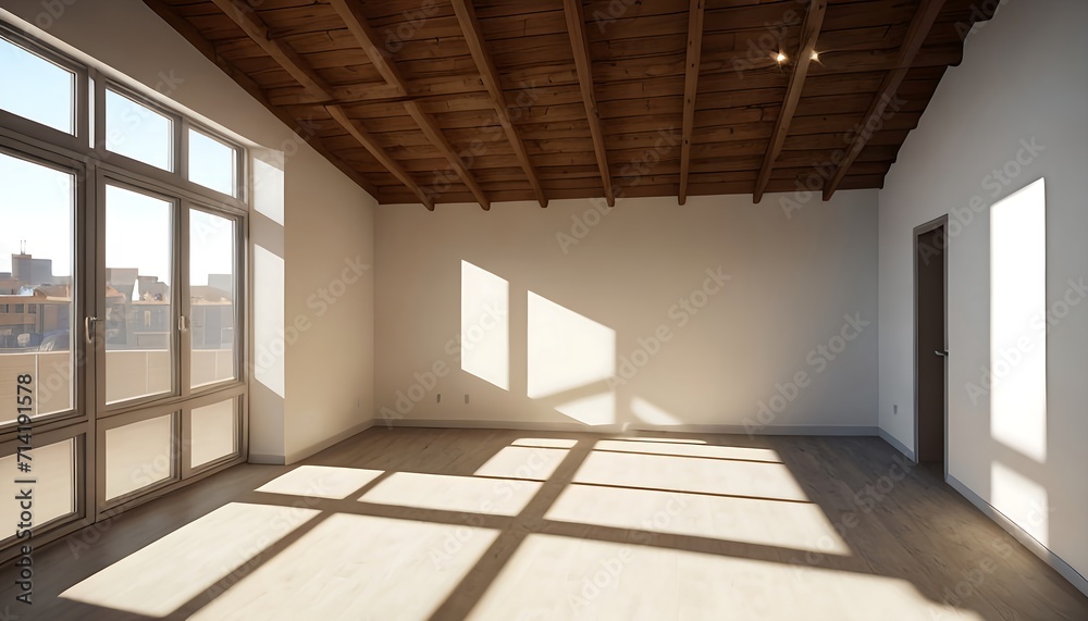 Fototapeta premium An abstract universal background for a presentation with a blue wall and beautiful highlights of light and shadow