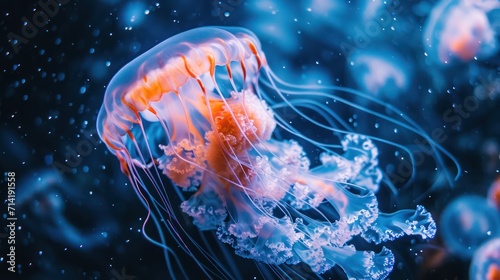 Ethereal macro shot of jellyfish bell