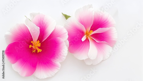 Beautiful Hibiscus flowers on white surface