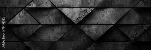 Monochrome Geometry: Black and Grey Charcoal Abstract Banner with Geometric Shapes and Shading Gradient, Crafting a Modern Background Wallpaper