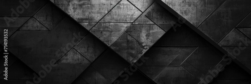 Sleek Charcoal Elegance: Abstract Banner in Black and Grey, Featuring Geometric Shapes and Subtle Shading Gradient for a Stylish Background Wallpaper