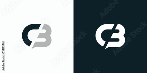 Vector logo design of initials C and B with slashed effect.