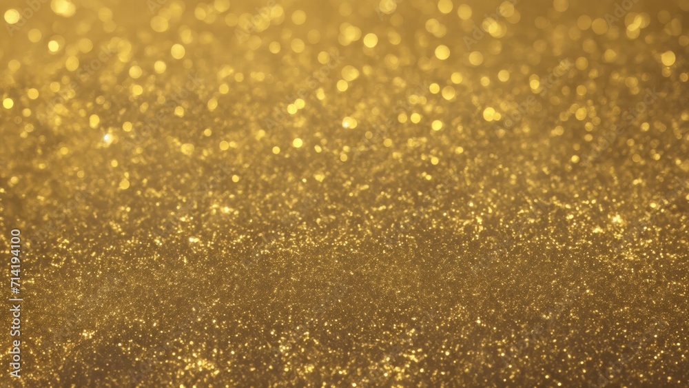Abstract Golden glitter lights Gold glitter dust texture dark background