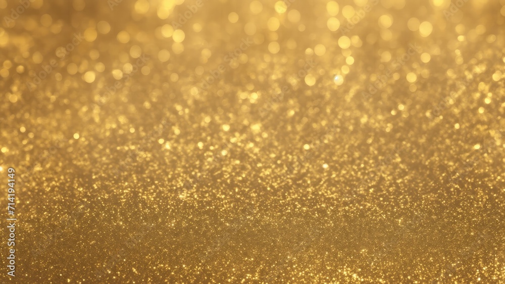 Abstract Golden glitter lights Gold glitter dust texture dark background