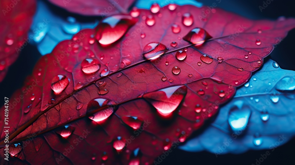 Fototapeta premium dew covers the red petals, dew drips, rainwater