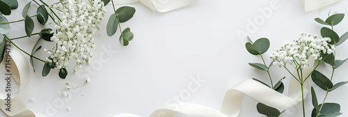 White Flowers Arranged on White Wall, Minimalistic and Elegant Floral Display