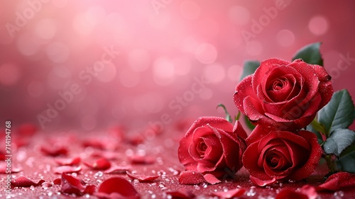 A Valentine s Day invitation with red hearts and red roses. Suitable for Valentine s Day  Easter  Birthday  generative ai