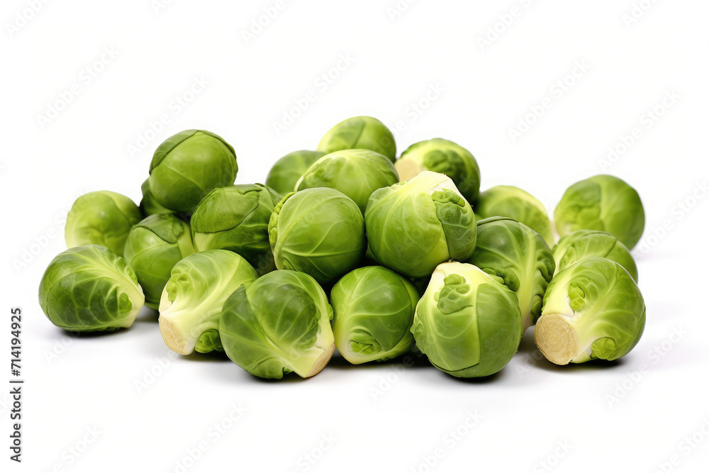 Multiple brussels sprouts, isolated white background Multiple brussels sprouts, isolated white background