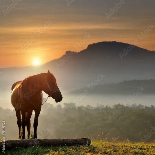 Dawn Patrol: Horses Stand Vigil, Waiting for the Morning Light photo