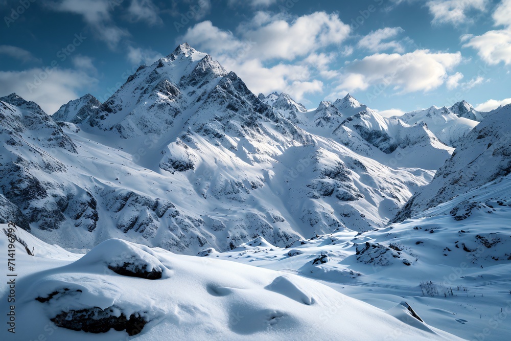 natural landscape with snowy mountains