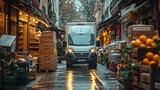 Food delivery drivers are driving to deliver products to customers who order online. Impact of epidemics, generative ai
