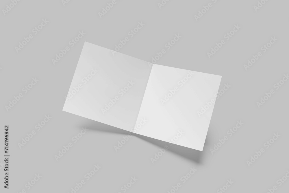 Blank Square Bifold Brochure On Gray Background Blank Square Bifold Brochure On Gray Background
