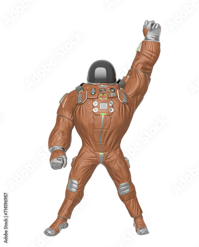 astronaut cartoon is doing the singer power pose