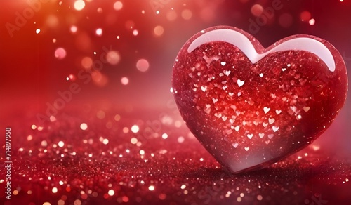 Dreamy Diamond Love, Closeup of Soft Focus Red Diamond Heart , a Beautiful Shiny Landscape - Perfect for Valentine's Day,  Detailed High Resolution Images