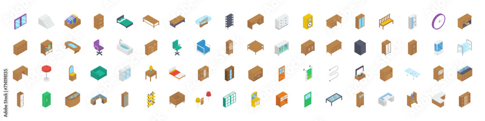 Furniture And Home Decorations icons vector illustration