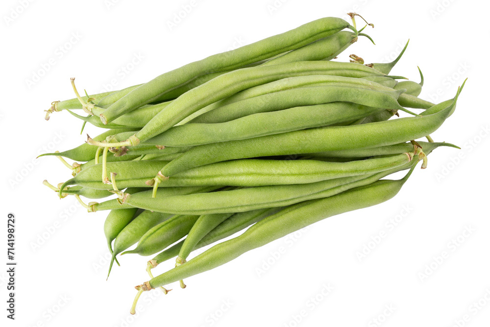 Green beans isolated on a white background. Healthy vegetables.