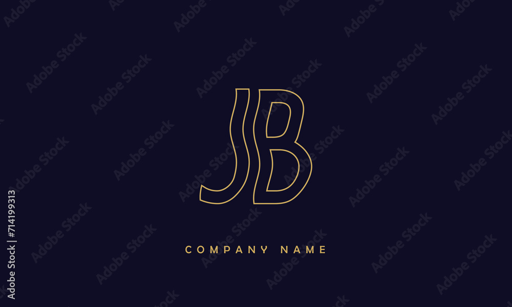 JB, BJ, J, B Abstract Letters Logo Monogram